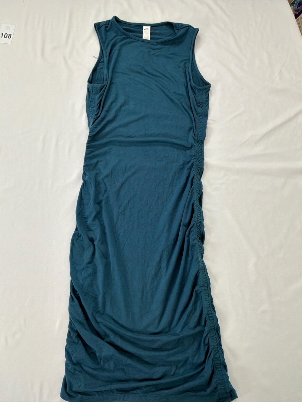 HALARA Teal Sleeveless Maxi Dress with Side Ruche